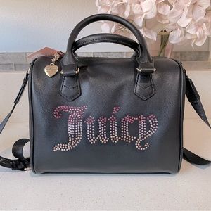NEW Juicy Couture Black Satchel with Bling Rhinestones‎ and Gold Hardware